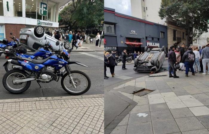 Un’auto ha urtato un albero e si è ribaltata nel centro di Rosario: era in viaggio una famiglia; non ci sono stati feriti