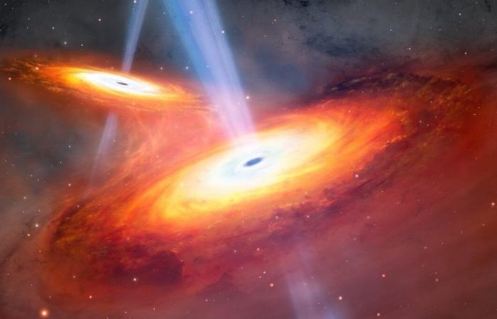 Prima scoperta di una coppia di quasar che si fondono nell’alba cosmica