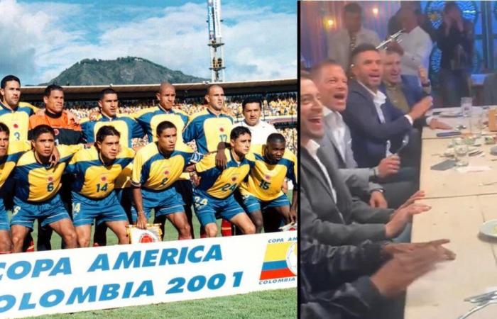 La squadra colombiana, campionessa della Copa América del 2001, si è riunita per cantare e incoraggiare la giornata di oggi