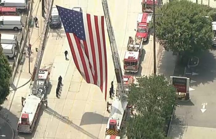 La processione onora Andrew Pontious, il pompiere della contea di Los Angeles morto nell’esplosione di Littlerock
