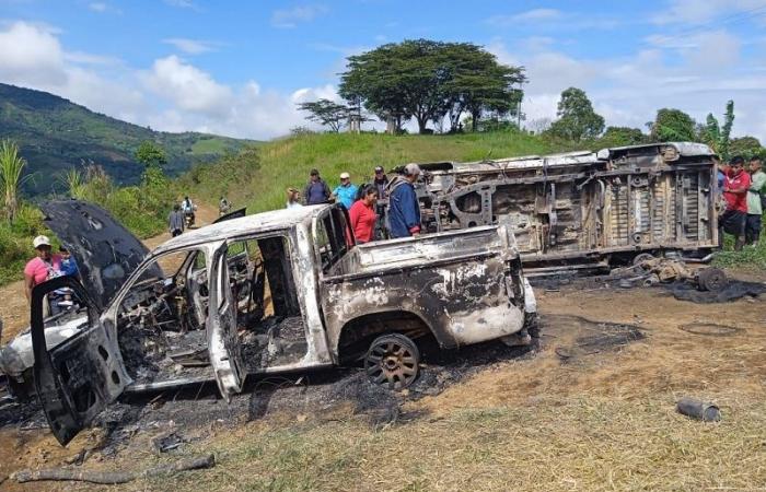 Tre veicoli sono stati inceneriti in un attacco contro l’esercito e la polizia a Cauca