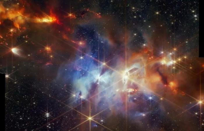 Il telescopio James Webb cattura una raffica di eruzioni protostellari allineate