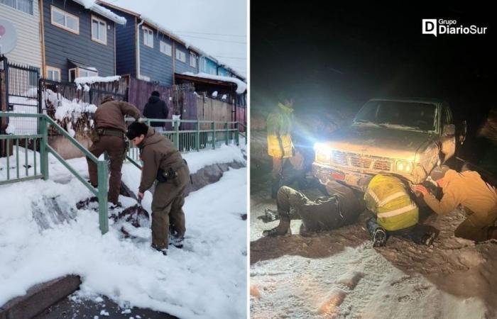 Carabineros Aysén sviluppa azioni a sostegno della comunità dopo le nevicate