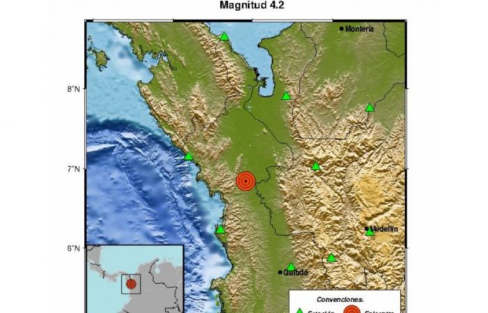 Un terremoto di magnitudo 4.2 ha scosso Carmen del Darién, a Chocó