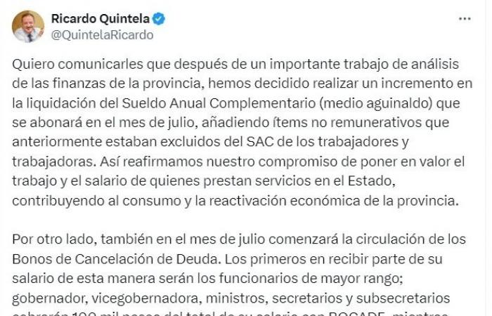 Ricardo Quintela ha confermato che La Rioja inizierà a pagare gli stipendi con la quasi-moneta locale approvata a gennaio POLITICA El Intransigente