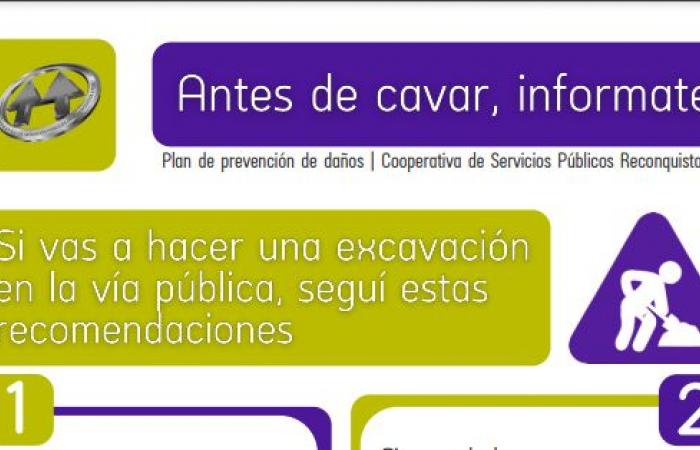 La Cooperativa di Servizi Pubblici Reconquista Ltda mette in guardia sulle precauzioni negli scavi vicino ai tubi del gas