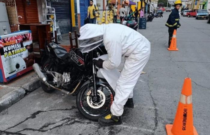 I vigili del fuoco volontari in Armenia hanno assistito a un caso di api su una motocicletta