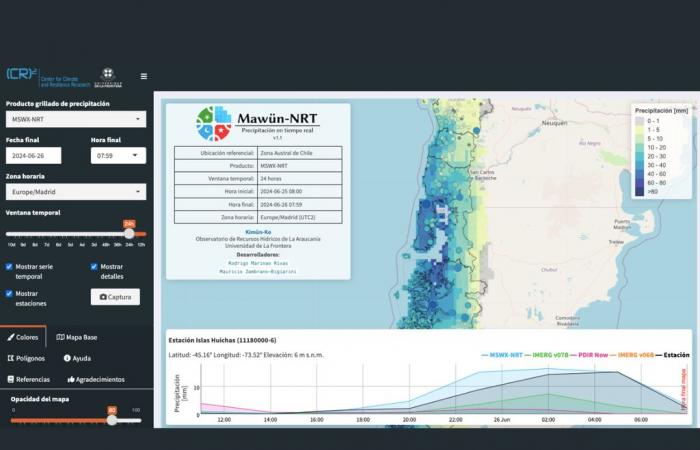 La nuova piattaforma Mawün-NRT consente di monitorare la pioggia in Cile quasi in tempo reale