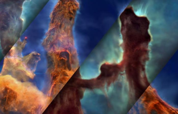 La NASA ha combinato due telescopi e ha pubblicato una strabiliante visualizzazione 3D dei “pilastri della creazione”